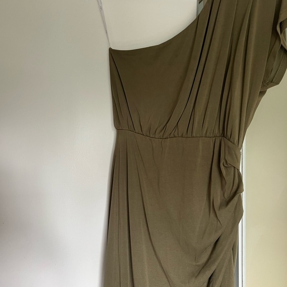 Raise a Glass Olive Green One-Shoulder Midi Dress - Picture 2 of 4